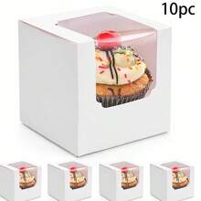 5/10/20pcs Cupcake Boxes With Clear Window, Paper Cupcake Boxes With Snap Lock, Stackable Deep Cupcake Storage Boxes, Suitable For Wedding, Birthday, Christmas, Halloween, Thanksgiving And Other Parties, Also Applicable For Various Occasions - Paper - View 14