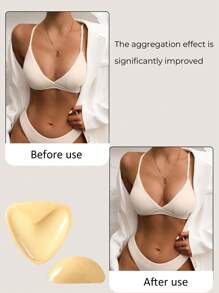 1 Par de Almofadas Adesivas Autoadesivas Dupla Face, Almofadas Adesivas para o Peito, Almofadas de Enchimento Reutilizáveis, Almofadas Invisíveis Grossas para Sutiã e Maiô Bikini, À Prova d'Água para Natação