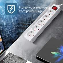 Aigostar Regleta alargador de 5 enchufes con cable de 1,5 metros e interruptor. Color Blanco - Enchufe EU Tipo F(220-240V) - Ver 3
