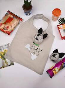 1pc/Cartoon Foldable Shopping Bag/Carry-On Portable Large-Capacity Shoulder Bag/Supermarket Bag/Storage Type Hanging Bag/Lightweight And Large-Capacity Shopping Bag/Can Be Folded Up To Become A Cute Cat Or Dog.