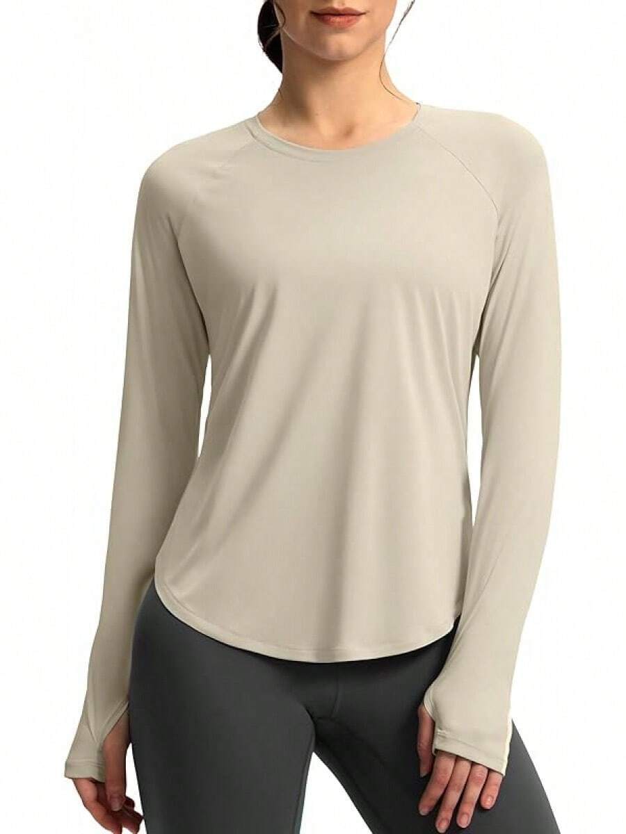 Womens Shirts UPF 50+ Lightweight Quick Dry Long Sleeve Workout Hiking Tops Outdoor - 燕麥粉紅 - 查看 1