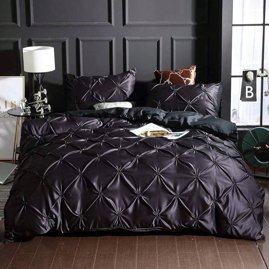 Full Satin Bedding Set In Wine Red, Silk - Like, Luxury Soft Burgundy Comforter Cover, Chic Bedroom Decor, Zippered (1 Duvet Cover + 2 Pillow Cases) - 多色 44 - 查看 1