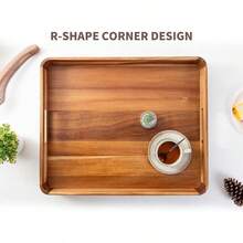 Large Wooden Ottoman Tray Great 22"X18" Rectangle Trays For Big Ottoman Counter Huge Kitchen Wood Serving Tray Round Corner Living Room Coffee Table Decor Centerpiece Organizer Trays - 22x18長方形托盤相思木 - 查看 7