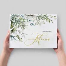 1pc 38-Page Personalized Wedding Guest Book, Simple Elegant White Flower Wedding Message Book Album, Wedding Decor & Gift Exquisite, Stylish, Contracted, Modern Custom, Personalized, Unique Ideal Gifts For Him Her, Boyfriend, Girlfriend, Dad, Mom, Family, Friends For Anniversaries, For Valentine's Day, For Mother's Day, For Birthdays, For Children's Day, For Father's Day, For Graduation, For Weddings, For Housewarming Living Room, Office, Tea Room, Home, Garden, Christmas,Xmas Decoration