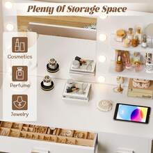Makeup Vanity Desk With Adjustable Tri-Color LED Light & Power Outlet& Partitioned Cabinet - View 4