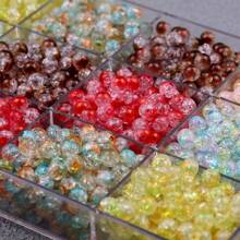 6/8/10/12/16mm Rainbow Acrylic Beads, Mixed Color Round Beads UV, Cracked Beads, Crackle Round Beads - Multiple Color Options, Round Hole Loose Beads Suitable For DIY Jewelry Making Bracelets Necklaces Or Craft Pen Decorations