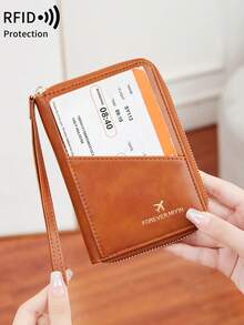 MIYIN RFID 屏蔽护照钱包，带拉链，多个卡槽和腕带，可放置门票、信用卡、PU 皮革轻质防盗旅行整理器，带涤纶衬里，多功能护照和文件夹 - 旅行用品旅行整理器旅行物品旅行钱包护照夹护照钱包海滩度假包夏季圣诞假期 - 彩色 - 查看 6