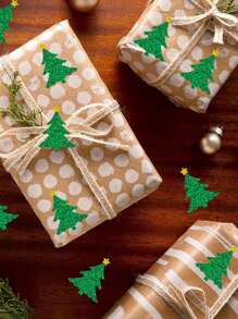 500 张闪光圣诞树贴纸卷 - 自粘闪亮 PVC 节日标签，适用于礼品包装、剪贴簿、卡片 - 不对称形状、绿色和金色闪光、圣诞贴纸、剪贴簿用品、耐用设计、圣诞礼物 - 彩色 - 查看 8