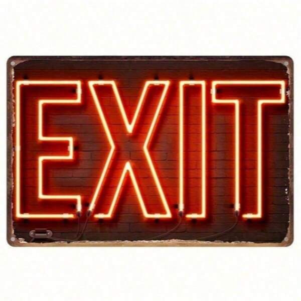 1pc Vintage Country Style Iron Sign, 12x8 Inches (30x20cm), "EXIT" Design Wall Art, Suitable For Home, Bar, Pub, Cafe, Farmhouse Room Decor Metal Poster, Retro Wall Plaque