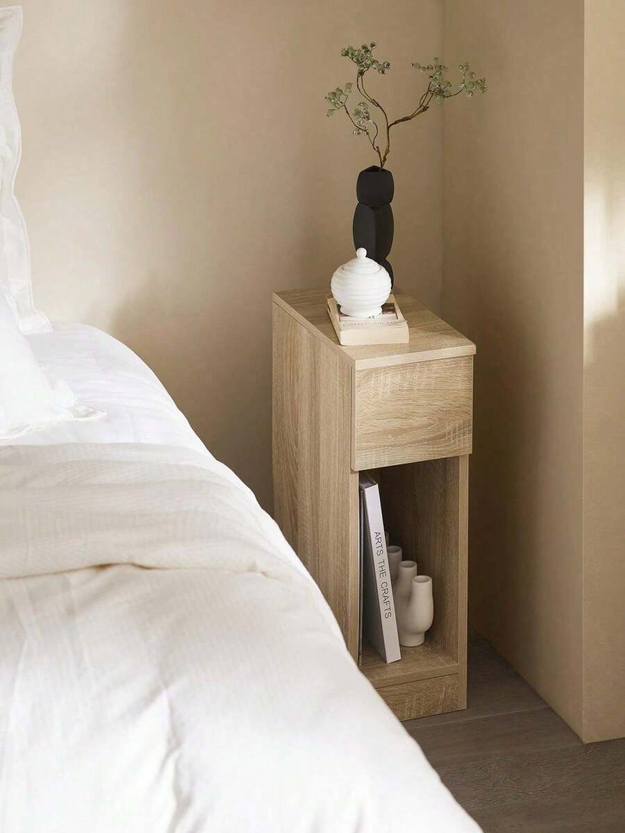 SoBuy Bedside Table With Drawer For Box Spring Bed, Sofa Table, Side Table, Narrow Telephone Table, Nightstand, Bedside Table, Black W X H X D Approx. 20 X 60 X 35 Cm FBT111 - 棕色 - 查看 1