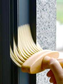 1pc Solid Wood Window Cleaning Brush Car Interior Cleaning Tool Air Conditioning Outlet Cleaning Brush Car Wash Brush Car Interior Gap Dust Removal Solid Wood Brush Car Window Gap Cleaning Brush Multifunctional Cleaning Tool, Gap Cleaning Brush, Groove Cleaning, For Windows, Bathroom, Kitchen, Car Wash Corner Cleaning, Give Mom, Give Dad A Perfect Gift - Apricot - View 5