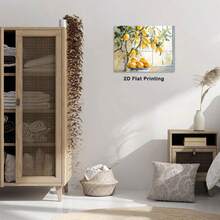 1pc 30*40cm(12x16inch) Vintage Abstract Framed Canvas Painting Art Print Lemon Plant Themed Elegant Canvas Painting Art Perfect For Living Room Bedroom And Office Ideal Gift For Any OccasionStretched And Framed Ready To Hang.