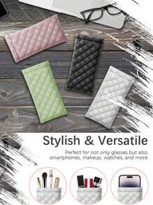 1pc Portable Squeeze Eyeglasses Case Pu Leather Soft Sunglasses Bag , Five Colors Available - Soft PU Leather Soft Eyeglasses, Sunglasses Bag, Pocket Phone Eyeglasses Storage Bag, Waterproof Durable Protective Eyeglasses Container, Perfect For Halloween/Christmas Gift Giving