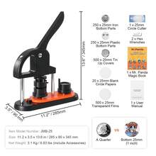 Button Maker Machine, 0.98 Inch/25mm Pin Maker, Installation-Free Badge Punch Press Kit, Children DIY Gifts Button Making Supplies With 500pcs Button Parts, Circle Cutter, Magic Book - Black - View 6