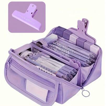 全新创意大容量学习铅笔盒，配备多功能桌面整理盒和文具收纳盒，是孩子们学习和工作的理想之选。它是一款便携式学习礼品铅笔盒，返校用品，孩子们返校