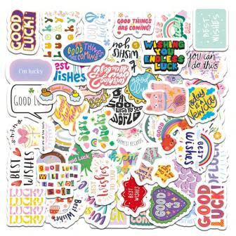 50pcs Cartoon Thanksgiving English Slogan Stickers, "Thank You" Phrase Waterproof Phone Case Decorative Stickers