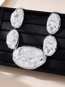 1 chiếc thắt lưng kim loại mạ vàng hình oval thời trang, gợi cảm, phù hợp với trang phục thường ngày và trang phục đi nghỉ của phụ nữ - Bạc - Xem 2