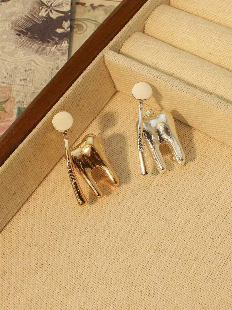 1pc Dental Metal Teeth Brooch Pin Medical Doctor Nurse Lapel Lanyard Bag Coat Badge Jewelry Accessories For Dentist Colleagues Gift Graduation Daily Wear