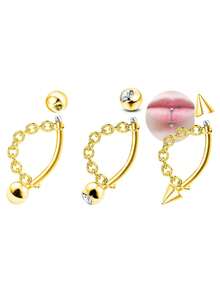 AVYRING 3Pcs 16G Lip Rings Snake Bite Jewelry Eyebrow Rings Tragus Helix Rook Piercing Jewelry With Chain, Stainless Steel Cartilage Earrings, Belly Button Ring Vertical Labret Lip Piercing