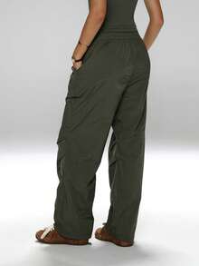 Woven Waterproof Windproof Mountain Outdoor Cargo Pants - Army Green - View 2
