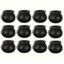 6/12 件迷你女巫桶大锅水壶、新奇糖果水壶、万圣节黑色大锅糖果架、女巫大锅、大锅万圣节派对礼物