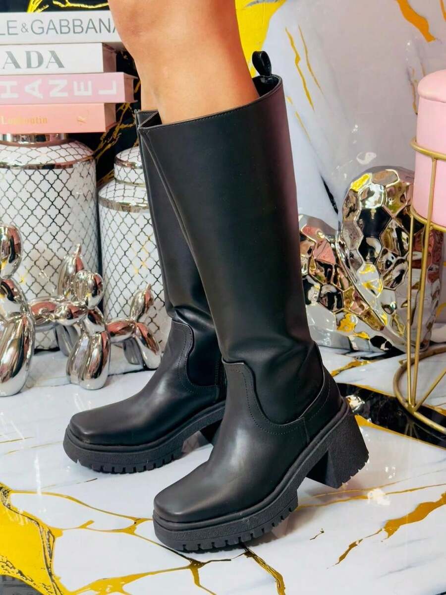 Women Mid-Calf Boots - Black - View 1