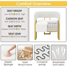 TYBOATLE Modern Upholstered Accent Chair, Bucket Chairs, Arm Chairs For Living Room Bedroom Office - trắng - Xem 5