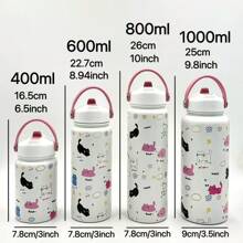 1 pieza Botella de agua aislada con diseño de gato lindo - Perfecta para el gimnasio, la oficina, fiestas, campamentos y viajes - Regalo ideal para familiares y amigos - Multicolor - Ver 4