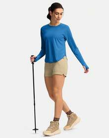 Womens Shirts UPF 50+ Lightweight Quick Dry Long Sleeve Workout Hiking Tops Outdoor - 皇家藍 - 查看 6