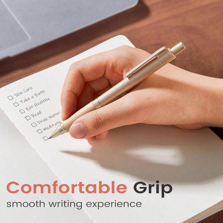 Gel Pens, 5 Pcs Metal Gel Ink Pens, 0.7mm Black Ink Pens For Journaling, Cute Pens For School Office Home, Fancy Pen Set Gifts For Women Men, Red - 紅色 - 查看 5