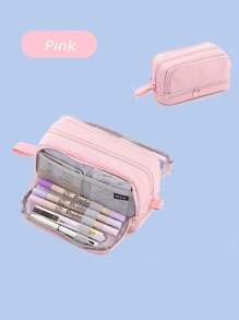 1pc Large Pencil Case ,High Capacity Holder Box Storage Bag ,Large Capacity Multi-Layer Pen Bag,Desk Organizer Marker Pouch Pen For Middle School Office College Adult Girl And Boy Back To School(Multiple Colors Available),Back To School,School Supplies - Multicolor - View 16