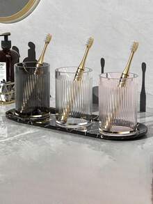 1 件装奢华简约透明漱口杯，高端情侣牙刷杯，适用于家庭、酒店、浴室