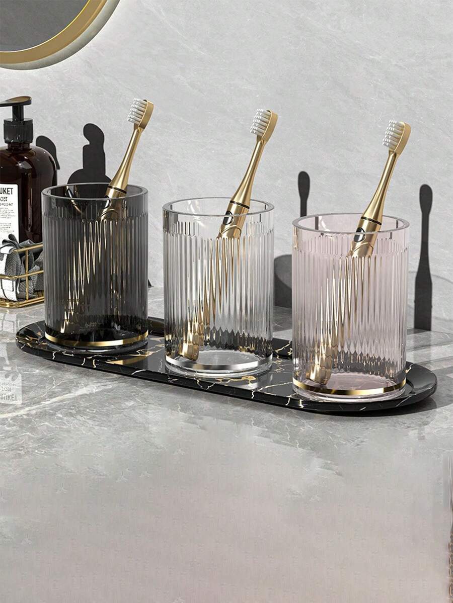 1 件装奢华简约透明漱口杯，高端情侣牙刷杯，适用于家庭、酒店、浴室