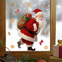 1pc Christmas Decoration Santa Claus & Reindeer "Merry Christmas" Wall Sticker, Creative Wall Art For Room, Living Room, Christmas Party Ideal Background, Essential For Christmas - Multicolor - View 8