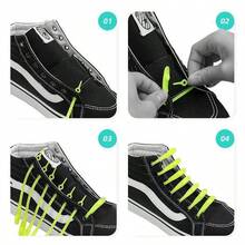 Colorful Elastic No-Tie Shoelaces, Silicone Material Shoelaces, Round Head Elastic Shoelaces Without Tying, Multi-Color Matching, Personalized Fashion Shoelaces, Suitable For Various Shoes