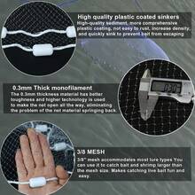 Saltwater Fishing Cast Net 3/8 And 1/4 Mesh With Heavy Duty Gray Sinker Monofilament Fish Throw Net Bait Trap 3FT 4FT 5FT 6FT 7FT 8FT 9FT Radius - 3/8 Mesh 1 Lb/Ft - View 9