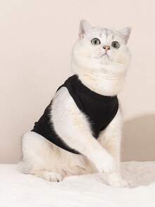 LUCKIE LABO 1 件英文文字图案印花背心，防跳蚤，减少脱落，隔热透气，适合室内/室外猫狗