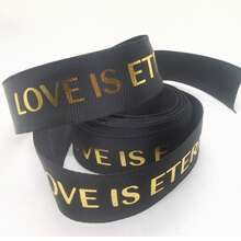 2.5cm X 5yards Floral Printed Satin Ribbon, Foil Stamped "Love Is Eternal" English Letter Bouquet Tie, Craft Supplies For Holidays, Birthdays, Celebrations - Multicolor - View 9