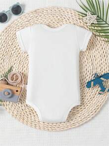 TWIN Print Funny Baby Romper Casual Comfortable Short Sleeve Newborn Clothes Cotton Fashion Triangle Jumpsuit - White - View 3