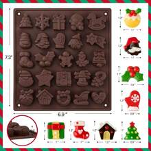 1 Pack Christmas Silicone Chocolate Molds, Christmas Tree, Santa Claus, Gingerbread Candy Molds, Assorted Shapes, Suitable For Cake Decoration, Ice Cubes, Jelly And More - Multicolor - View 8