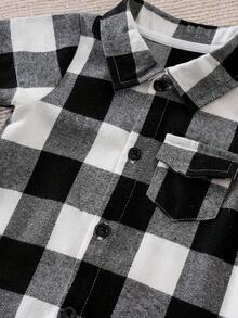 Yierying Pelele de manga corta de estilo casual rojo, negro y blanco para bebé niño, primavera/verano - Blanco y Negro - Ver 6