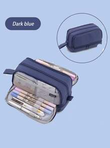 1pc Large Pencil Case ,High Capacity Holder Box Storage Bag ,Large Capacity Multi-Layer Pen Bag,Desk Organizer Marker Pouch Pen For Middle School Office College Adult Girl And Boy Back To School(Multiple Colors Available),Back To School,School Supplies - Multicolor - View 14