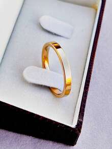3mm Straight Stainless Steel Wedding Ring, 18k Gold Plated, Unit - 金色 - 查看 2