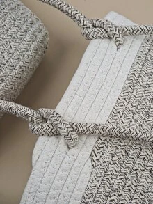 1Set/3pcs Three-Layer Home Wall Mounted Rope Storage Basket, Gray White Mixed Color Bohemian Style Home Storage Basket, Handmade, Suitable For Household Bedrooms, Living Rooms, Miscellaneous Sorting And Storage, Suitable As A Christmas Gift For Children, Bathroom Accessories, Room Decor - Multicolor - View 8