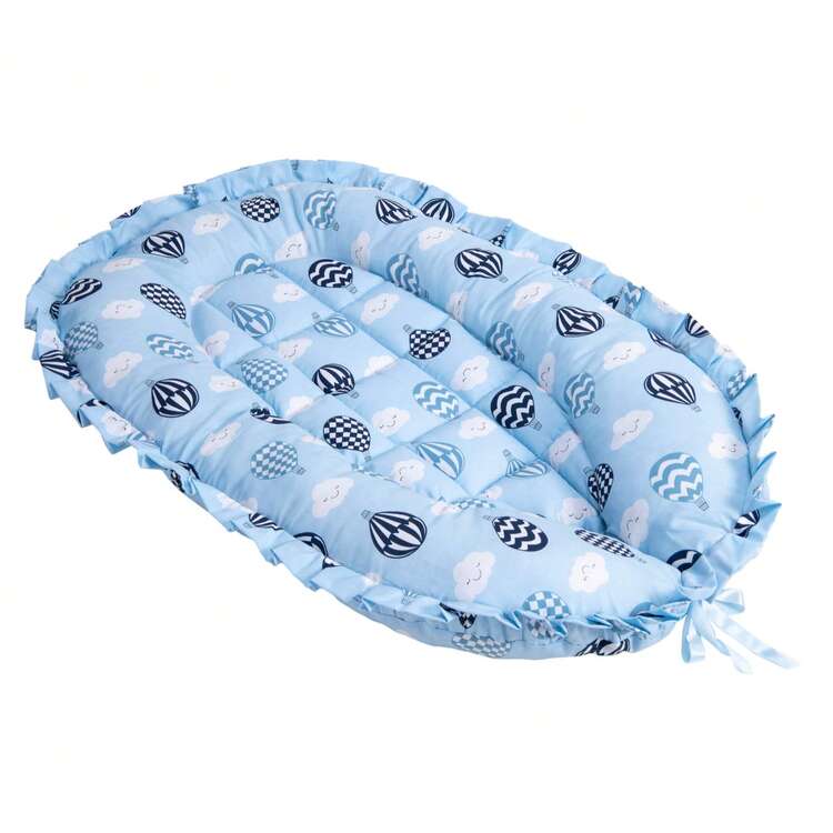 Soft 100% Cotton Plain Or Printed Baby Sleeping Nest - 藍氣球 - 查看 1