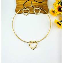 Hoop Choker Necklace With Fashion Earring In Various Models - Corazón de oro - Ver 2