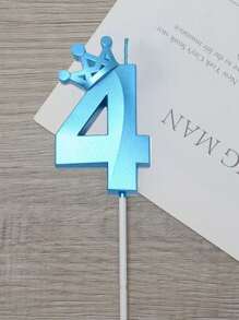 1入組歌劇皇冠生日蠟燭，藍色年齡數字（0-9）生日派對蠟燭