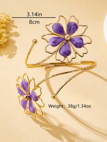 Vòng tay điều chỉnh được, tối giản, họa tiết hoa tím - Hoa tròn màu tím - Xem 5