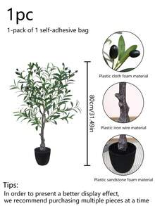 1 件 80 厘米（高）人造橄榄树/桉树盆栽植物，户外热带雨林装饰树，室内/室外落地盆栽植物，房间装饰，酒店，花园，北欧风格庭院，婚礼，情人节装饰，绿叶，抗紫外线，低维护 - 綠色 - 查看 4