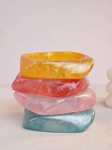 1pc Colorful Geometric Semi-Transparent Resin Bracelet, Fashionable & Versatile For Women